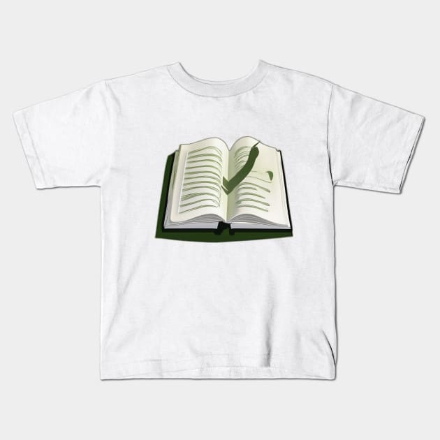 Enchanted Open Book with Magical Glow No. 471 Kids T-Shirt by cornelliusy